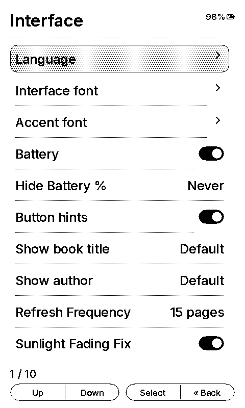 InkPoint X settings